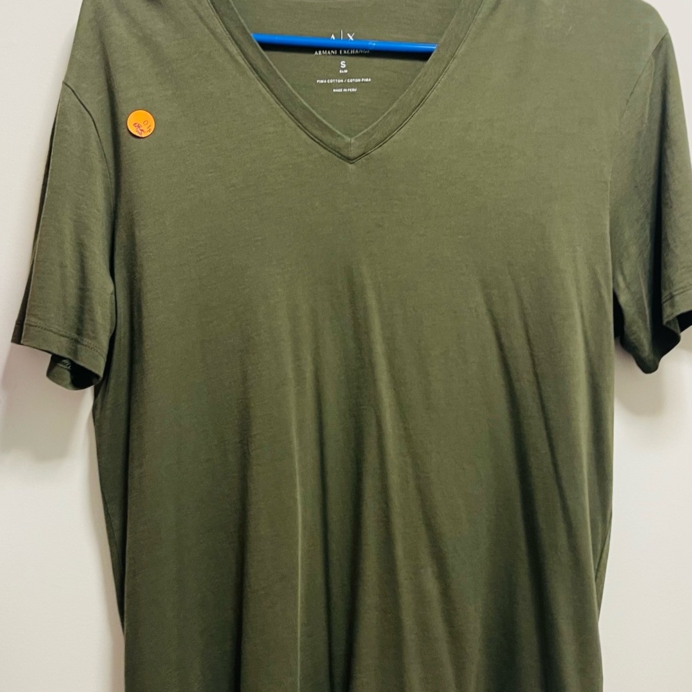 Armani Exchange Dark Green V-Neck Men's Tee